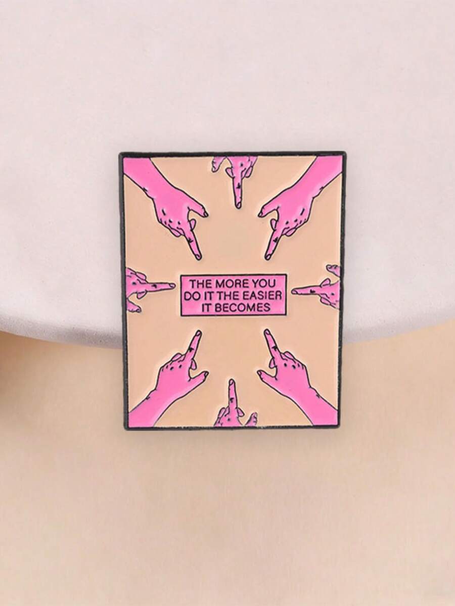 Motivational Index Finger Point Enamel Brooch Inspirational Practice Slogan Metal Pin For Backpack Jacket