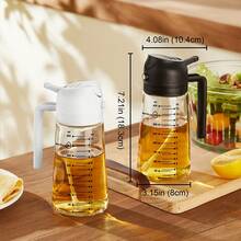 Bình đựng dầu thủy tinh 2 trong 1 16oz/470ml, bình dầu ô liu đa năng xịt và rót có vạch chia, bình đựng dầu chống rò rỉ, chai xịt kiểm soát dầu cho nồi chiên không dầu BBQ nướng salad, bình thủy tinh trong suốt chống nhỏ giọt, đồ dùng nhà bếp màu trơn, quà tặng lễ hội - Xem 4