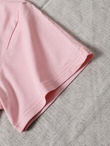 ZZG Es Trus 夏季女款「條紋字母」圖案印花街頭 Y2K 風格 白色+粉色+杏色圓領大尺碼短袖 T 恤 三件休閒款 - 彩色 - 查看 9