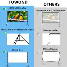XBJ 72"/100" Projector Screen With Stand & Wall Mountable – 4K HD 16:9 PVC, 1.5 Gain, Wrinkle-Free Double Sided, Indoor/Outdoor For Backyard, Home Theater, Camping. Includes Tripod, Carry Bag & Ground Nails. Complete Kit For Proyector - View 11