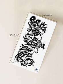 STARTTOOS 1pc Large Arm Tattoo Sticker For Men, Black Totem Dragon Pattern Temporary Tattoo Sticker For Arm, Chest, Abdomen, Back, Leg, Party Gift, DIY Holiday Gift - Black - View 7