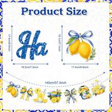 Exquisite Artistic Watercolor Natural Plant Plaid Bow Lemon Drink Hollow Floral Wreath Banner Wall Decor Party Supplies Room Decoration Outdoor Decoration Summer Yellow Lemon Theme Indoor Lawn Birthday Party Decoration - A - View 8