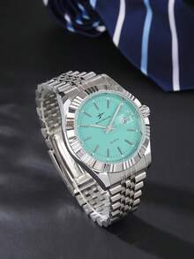 RICECGO Classic Men's Quartz Watch With Date Display, Business Style, Perfect Gift Choice, Suitable For Daily Wear - Silver - View 5
