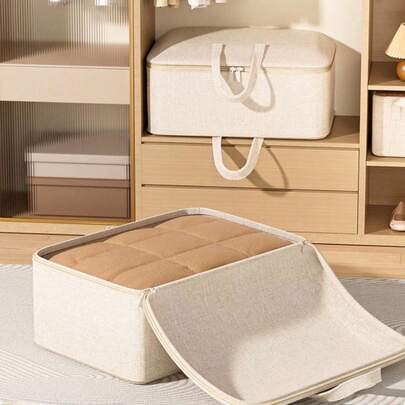 Large Capacity Canvas Storage Bag, Thick And Breathable, Extra Large Down Comforter Box, Ideal For Bedding, Blankets, Clothes