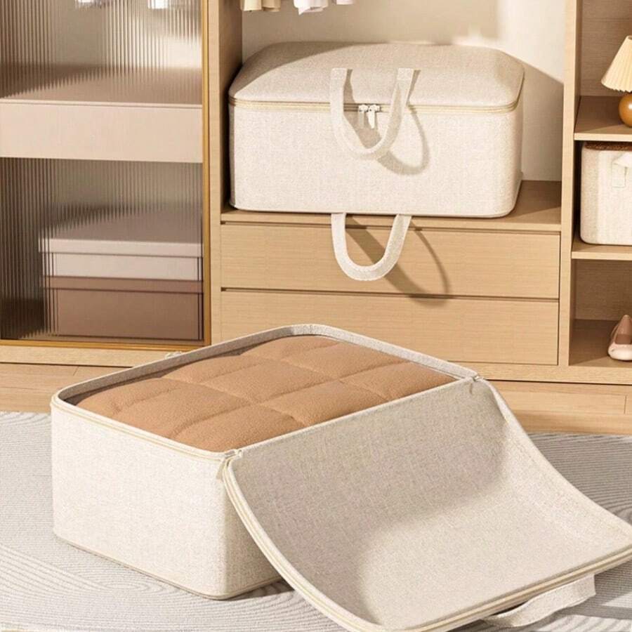 Large Capacity Canvas Storage Bag, Thick And Breathable, Extra Large Down Comforter Box, Ideal For Bedding, Blankets, Clothes