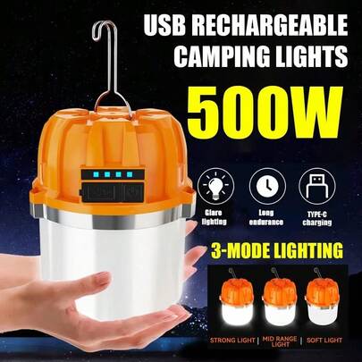 1PC LED Rechargeable Camping Light Ultra Long Lasting Super Bright Emergency Lamp For Tent Camping Household Use
