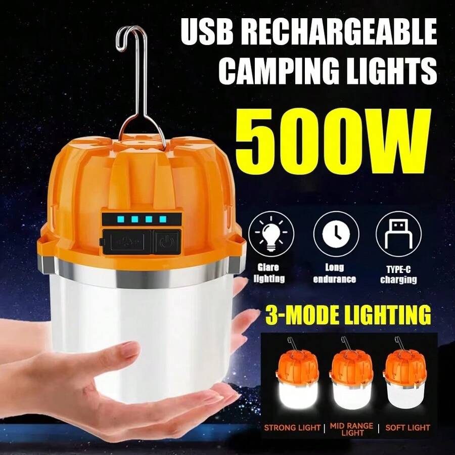 1PC LED Rechargeable Camping Light Ultra Long Lasting Super Bright Emergency Lamp For Tent Camping Household Use - A - View 1