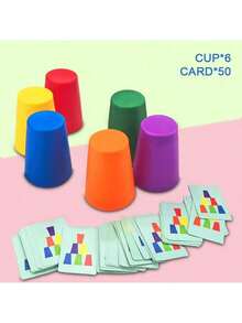 Stacking Cups Game Set, Desktop Puzzle Competition Game, Color Sorting Recognition Educational Training, Logical Thinking Training, Stacking Cups Interactive Game, Party Game Gift - Multicolor - View 9