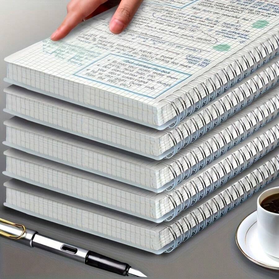 1/3本 A5 柔光封面螺旋筆記本,適合商務、學習、日記、辦公與學生使用,厚頁螺旋本,返校季教師用品,教室收納 - 多款式 - 查看 1