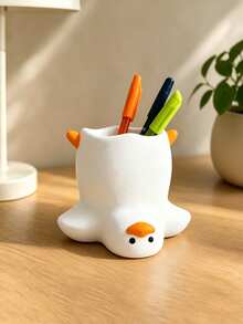 Cute Duck Shaped Pen Holder, Charming Creative Fun Desktop Accessory, Suitable For Storing Pens, Pencils Or Various Small Items,Back To School Season - One Size - View 7