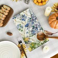 2/4/48pcs Blue & Yellow Floral Lemon Pattern Printed Kitchen Towels - Ultra Soft, Highly Absorbent Polyester Dish & Hand Towels, Perfect For Holiday Decor, Kitchen Decor, Party Decor - Multicolor - View 9
