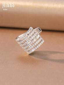 Hihho 1pc Luxury Sparkling Multi-Layer Full Rhinestone No-Hole Ear Cuff, Women's Cartilage Ear Clip Suitable For Commute, Daily Wear And Evening Party - Ear Clips - View 8