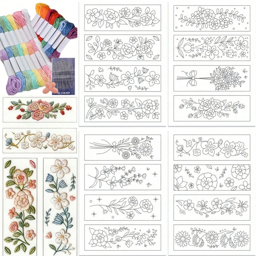 Water-Soluble Embroidery Stabilizer, Funny Themed Embroidery Stickers And Needlework Paper With Pre-Printed Patterns, Suitable For Sewing Hobbyists And Beginners - A - View 1