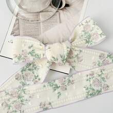 2 Yards Cotton-Feel Hollow Flocked Yarn Ribbon, Floral Print Textured Yarn Ribbon, Wedding Bouquet Decoration Ribbon, Suitable For Handmade Bouquets, Gift Wrapping, Party Decor, Floral Design, Handmade DIY Bow Gift Ribbon, Smooth Texture, Event Decoration, Peach Blossom Ribbon, Wedding, Holiday Gift, Gift Wrapping Pink Ribbon, Handmade Pink Ribbon Roll, Pink Bow Ribbon, Handmade Ribbon, Elegant Ribbon, Party Favor Ribbon, Decorative Ribbon - 1 Piece, Purple - View 7