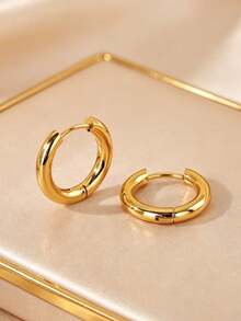 6pcs/Set Dual-Use Nose Ring & Earring Set, Gold And Silver Dual-Color Combination, Stainless Steel Material, Size 6/8/10mm - Designed For Women, Versatile Fashion Jewelry Set For Casual Wear And Various Occasions - As Shown In the Figure - View 4