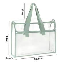 Bolsa para documentos de examen de estudiantes, carpeta impermeable de PVC de doble capa tamaño A4 con asa yúltiples compartimentos para almacenamiento de documentos infantiles. - Beis - Ver 6