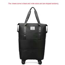 Large Capacity Wheeled Travel Tote Bag, Detachable 360° Rotating Wheels Foldable Luggage, Waterproof Wet & Dry Separation Expandable Business Travel Storage Bag, Universal Maternity Storage Box (Wheel Color Random) - Multicolor - View 14
