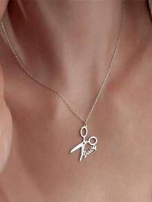 1pc Fashion Personalized Gentle Exquisite Customized Name Necklace, Fashion Personalized Jewelry, Fashion Accessory, Best Gift For Friends And Family, Suitable For Daily, Party, Christmas And Other Occasions, Elegant Hip-Hop Style, Suitable For Thanksgiving, Christmas, Easter, Valentine's Day And Other Holidays. Gold, Fashion, Colorful, Vintage, Minimalist, Suitable For Anniversary - Multicolor - View 2