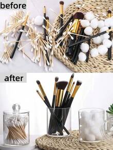 4PCS Acrylic Qtip Holder Dispenser For Cotton Swab, Ball, Round Pads, Floss Picks - Clear Plastic Apothecary Jar Set For Bathroom Canister Storage Organization, Vanity Makeup Organizer - View 9