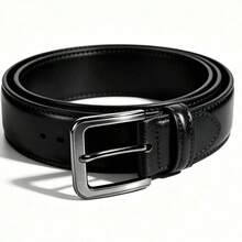 Men's Alloy Buckle Belt, Business Casual Style, Versatile Pants Belt, Pin Buckle Design, No Hole Required, Easy Adjustment, Fine Texture, Soft Touch, Suitable For Daily Commute, Workplace Wear, Dating And Gatherings - Black - View 8
