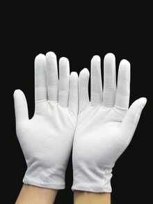 1/3 Pairs White Cotton Gloves, Breathable Elastic Fabric Gloves, Suitable For Dry Hands, Moisturizing SPA Soft Gloves, Multi-Purpose Jewelry Inspection Work Gloves, Suitable For Women - White Gloves - View 4