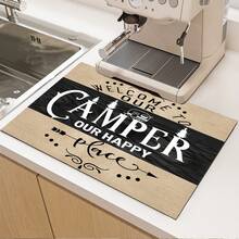 1 pieza Alfombrilla de drenaje/absorbente/secado con estampado minimalista para cafetera y vajilla - Protector de escritorio de poliéster absorbente con respaldo de goma antideslizante, para decoración de encimera de cocina - Mantel individual para bar en casa y mesa de comedor - Multicolor - Ver 4