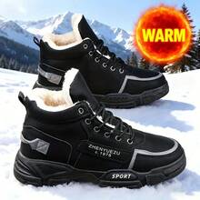 zhenyuezu Autumn/Winter Mid-Calf Plus Size Fashionable Comfortable Snow Boots, Thermal Lined Warm Interior, Excellent Grip, First Choice For Outdoor Sports And Leisure In Autumn/Winter - Black - View 9