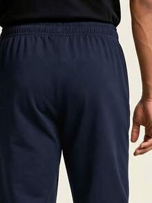 AHTELB Summer Men's Side Letter Print Sports Casual Pants, Minimalist Solid Color Fashion Elastic Drawstring Versatile Joggers, Anti-Theft Zipper Design, Suitable For Outdoor Leisure, Entertainment And Running Sports, Pants For Men, Gym Clothes Men, Sweatpants For Men, For Friends, Husband, Boyfriend Gifts - Navy Blue - View 5