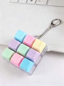 1 pieza Llavero de alivio de estrés con 4 teclas de color macaron, para presionar con los dedos - Multicolor - Ver 8