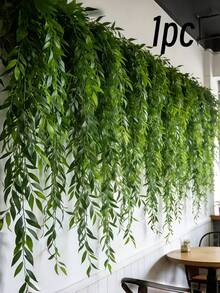 10/5/1pc Artificial Hanging Vine Leaves, Faux Willow Branches, Artificial Greenery Green Leaves Fake Ivy, Suitable For Wall, Balcony, Garden, Wedding, Windowsill, Party Garland Decoration, Home Indoor/Outdoor Garden DIY Basket Flower Pot Filler, UV Resistant - Green - View 14