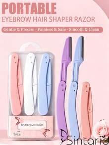 Foldable , Portable Facial Hair Removal Shaver, Eyebrow Trimmer With Precision Blade, Women's Facial Hair Removal Tool, Multi-Color Disposable/Reusable Eyebrow Shaping Razor, Gentle Exfoliating Eyebrow Shaping Facial Grooming Razor - Multicolor - View 2