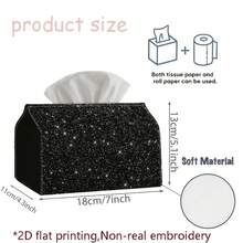1pc 2D Flat Print Abstract Glow-In-The-Dark Texture Tissue Box, Non-Embroidered Starry Black Spotted Pattern, Easy To Clean, Outdoor Party Supplies, Daily Desktop Tissue Storage Box, Suitable For Bedroom, Living Room And Car Interior Home Decor - Multicolor - View 4