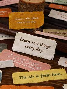 15pcs Woven Texture Text Stickers, Vintage Creative Aesthetic Decals, DIY Decoration Collage Craft Materials, Holiday Gift, Personalized Scrapbook School Stationery Supplies School Supplies - W.P. - View 4