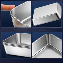1pc/3pcs Tiramisu Box Stainless Steel Tray, Popular Cake Container, Special Mold, Suitable For Fruit, Meat, Vegetables, Easy To Clean, Suitable For Refrigerator, Freezer And Food Cabinet Storage - View 8