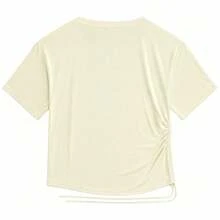 Li-Ning Women's Adjustable Drawstring Side Ruched Elastic Quick-Dry Breathable Short Fitness T-Shirt ATSV900 - Mother Of Pearl White - View 9