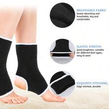 Manga de soporte de tobillo unisex con talón abierto, tela de punto elástica ligera y transpirable, compresión moderada - Negro - Ver 4