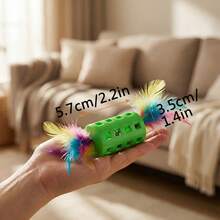 3pcs New Pet Feather Ball Toys, Cat Self-Entertainment Toys, Made Of Realistic Polyester Feathers With Colorful Tassel Feather Design, Interactive Pet Toys - View 4