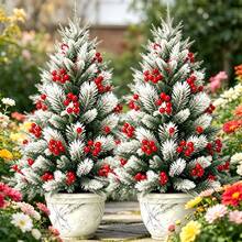 Artificial Realistic Cedar With Red Berries, Spring/Summer Indoor/Outdoor Decoration, Suitable For Easter, Independence Day, Halloween, Christmas, Multi-Holiday, Multi-Scenario, High Foliage Realism, Plump And Bright Berries - Multicolor - View 4