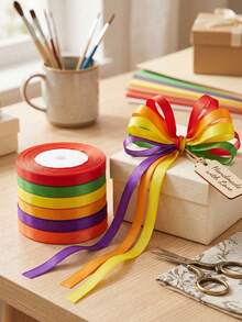 Satin Ribbon Gift Wrapping Silk Ribbon, Multi-Color Options Suitable For Gift Wrapping, Wedding Decoration, Floral Arrangement And Handmade Crafts - Gift Wrapping Essentials | Elegant Satin Ribbon | - View 5