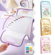 Carpeta Infantil A4 con Dibujos Animados de Animales, Portátil, Impermeable, de Tres Capas, Gran Capacidad, Bolsa de Archivo para Clasificación, Bolsa de Almacenamiento de Documentos para - Beis - Ver 6