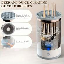 Makeup Brush Cleaner, Auto-Rotating Cozy Luna Brush Cleaner For Deep Cleaning, Upgraded & No Need To Install, One-Click Operation, Suitable For All Of Makeup Brushes (2PCS) - Default-white - View 9
