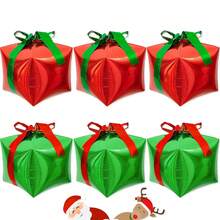 Random Color Christmas Gift Box Shaped Balloons Red Green Christmas Gift Box Balloons With Ribbons Suitable For Christmas Decoration - Multicolor - View 7