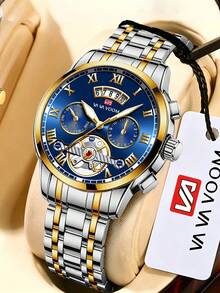 VA VA VOOM Brand Men's Watch, Stainless Steel Fashion Strap, Analog Tourbillon Design, Calendar Movement, Business Men's Quartz Watch - one-size - View 4