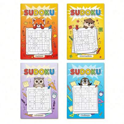 Kids Sudoku Puzzle Activity Book, Easy-To-Hard Logic Challenges, Single Workbook, Choose Ages 3-6 6-9 9-12 12+