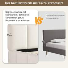 Upholstered Bed 180x200 Beige Bouclé - Integrated Frame - 米色 - 查看 8