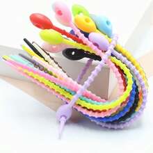 11 buah Pengikat Kabel Silikon Warna Acak, Pengikat Kabel Data Pengunci Otomatis Bentuk Kecebong, 12/15/21cm, Tali Pengikat Elastis Multifungsi, Aksesoris Gantungan Kunci DIY - Warna acak - View 10