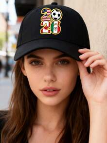 2026 World Cup Soccer Cap – Unisex, Adjustable, With Flag Prints (USA, Mexico, Canada, Brazil, Germany, Argentina). Ideal Outdoor Sun Hat For Matches - 黑色 - 查看 1
