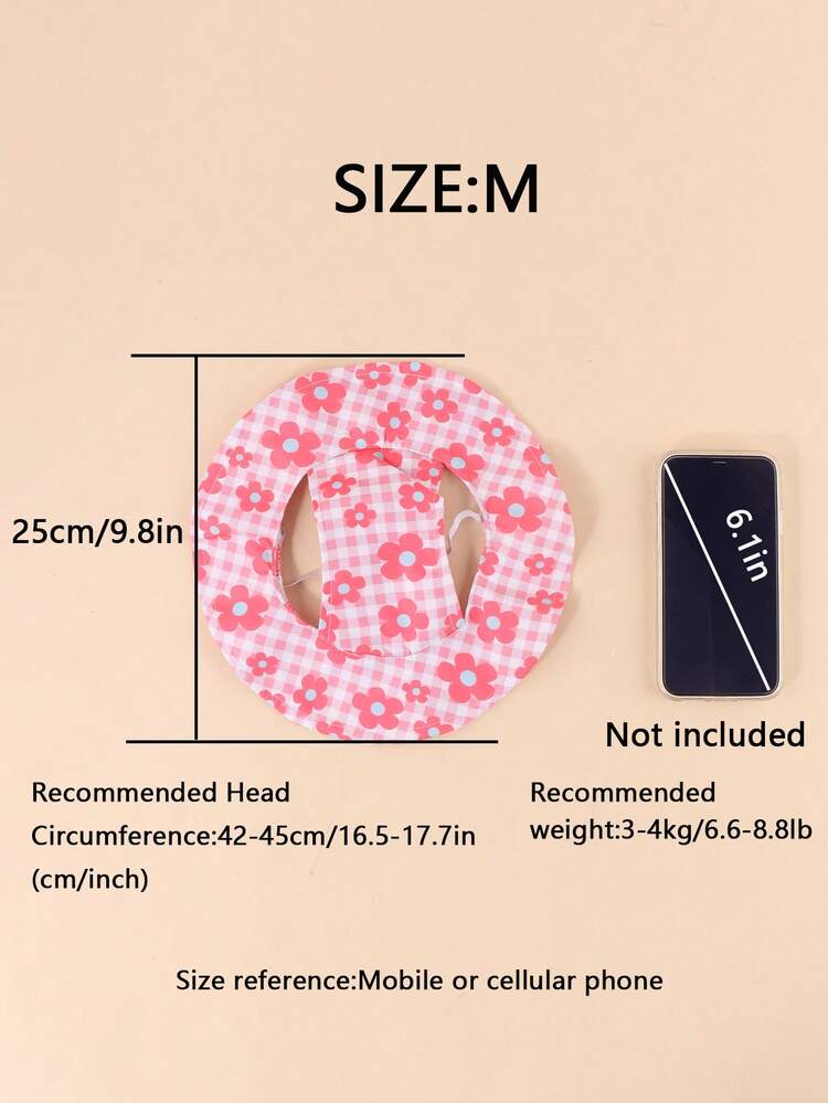 Pink Plaid Floral Windproof Sun Hat, Ear-Exposed Design, Anti-Fall, Adjustable Sun Protection, Suitable For Small Pet Dogs Year-Round Outdoor Wear - Multicolor - View 10