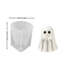 Halloween Cute Ghost Shaped Scented Candle Silicone Mold, DIY Craft Ornament Making Mold, Reusable And Easy To Demold - Transparent White - View 6