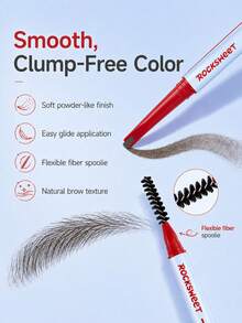 ROCK SWEET Ultra-Fine Eyebrow Pencil, Waterproof And Smudge-Proof, One-Stroke Definition, Suitable For Beginners, 1+1 Large Capacity, 2 Colors Available - 01#Natural Grey Black - View 2